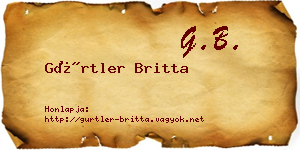 Gürtler Britta névjegykártya